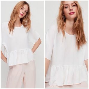 Aritzia Wilfred Macee Peplum Black Swing Blouse